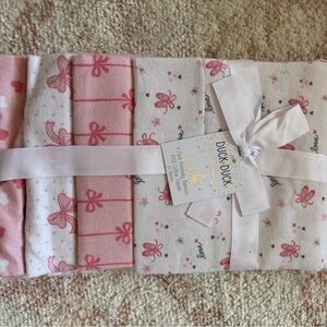4 Pink and Cream Ballet Baby receiving cotton flannel blankets